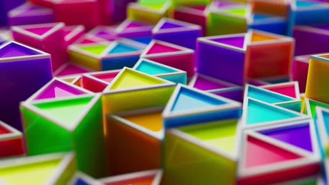 Looping animation of a group of multicolored plastic geometric shapes. Stock Footage 276443171