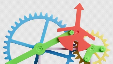 Looping animation of a group of plastic gears. Alpha Channel. Stock Footage 308076336