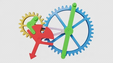 Looping animation of a group of plastic gears. Alpha Channel. Stock Footage 309335272