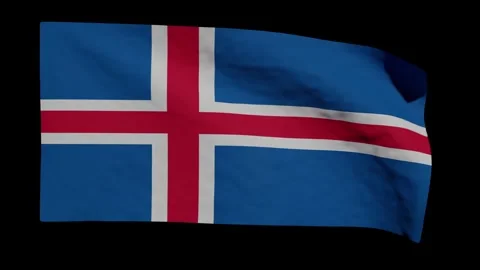 Looping Animation of the Icelandic Flag Waving (w/ Matte) Stock Footage 294536036