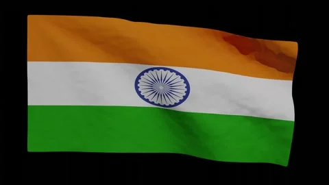 Looping Animation of Indian Flag Waving (w/ Matte) Stock Footage 249956007