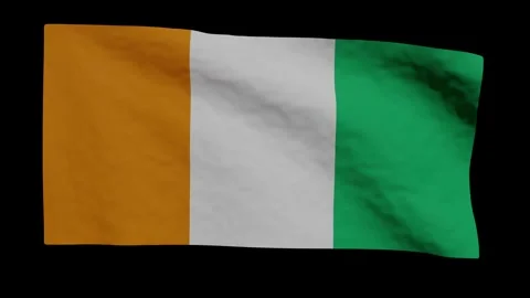 Looping Animation of the Ivorian Flag Waving (w/ Matte) Stock Footage 290991263