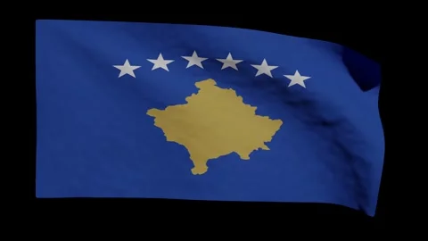 Looping Animation of the Kosovan Flag Waving (w/ Matte) Stock Footage 294846996