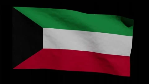 Looping Animation of Kuwaiti Flag Waving (w/ Matte) Stock Footage 266960614