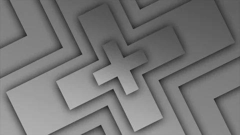 Looping animation of layered grey geometric plus and X symbols. 库存影片 315773416