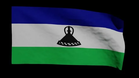 Looping Animation of the Lesothonian Flag Waving (w/ Matte) Stock Footage 312605293