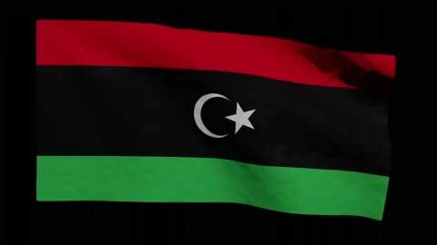 Looping Animation of Libyan Flag Waving (w/ Matte) Stock Footage 255663308
