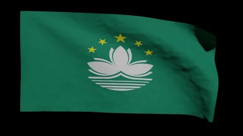 Looping Animation of the Macau Flag Waving (w/ Matte) Stock Footage 312840924