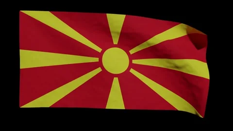 Looping Animation of the Macedonian Flag Waving (w/ Matte) Stock Footage 296129688