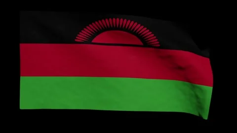 Looping Animation of the Malawian Flag Waving (w/ Matte) Stock Footage 313479328