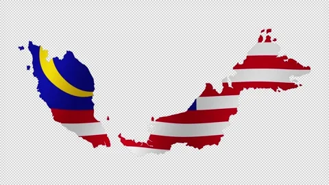 Looping animation of the Malaysian flag as a map with a transparent backgro.. Stock Footage 326169823