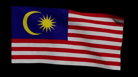 Looping Animation of the Malaysian Flag Waving (w/ Matte) Stock Footage 314654080