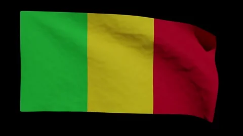 Looping Animation of the Malian Flag Waving (w/ Matte) Stock Footage 315119314