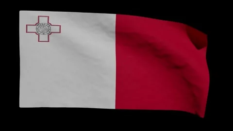 Looping Animation of the Maltese Flag Waving (w/ Matte) Stock Footage 296347910