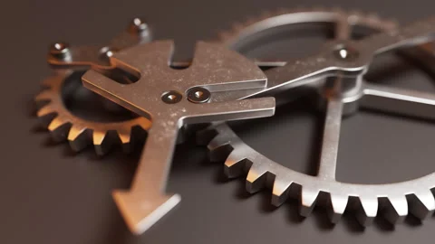 Looping animation of a mechanical structure made of metal gears. Stock Footage 308740359