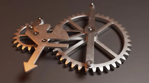 Looping animation of a mechanical structure made of metal gears. Stock Footage 309335122