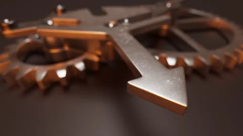 Looping animation of a mechanical structure made of metal gears. Stock Footage 312576729
