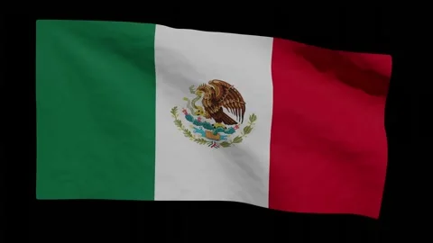 Looping Animation of Mexican Flag Waving (w/ Matte) Stock Footage 247591027