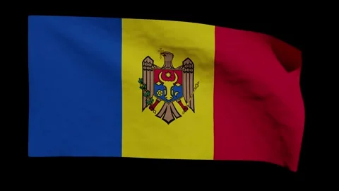 Looping Animation of the Moldovan Flag Waving (w/ Matte) Stock Footage 296554563