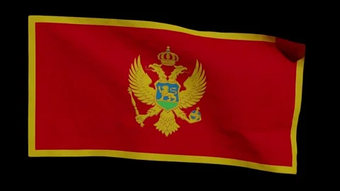 Looping Animation of the Montenegrin Flag Waving (w/ Matte) Stock Footage 338362397