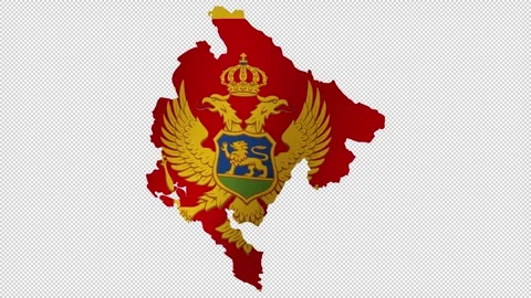 Looping animation of the Montenegro flag as a map with a transparent backgr.. Stock Footage 325622355