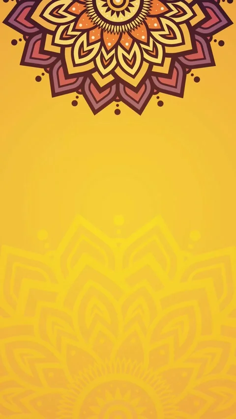 Looping Animation Of Ornate Yellow Vertical Background with Floral Mandala Stock Footage 293159799