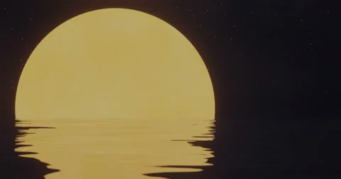 Looping animation of the reflection of the big sun during sunset. Stock Footage 115793133