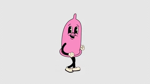 Looping animation of a retro-style condom mascot character walking Stock Footage 301697772