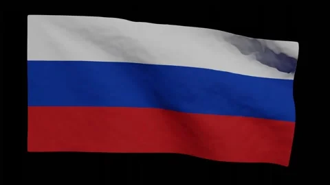 Looping Animation of Russian Flag Waving (w/ Matte) Stock Footage 255051624