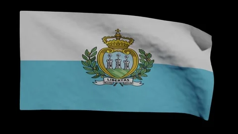 Looping Animation of the Sammarinese Flag Waving (w/ Matte) Stock Footage 299701798