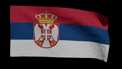 Looping Animation of the Serbian Flag Waving (w/ Matte) Stock Footage 300067830
