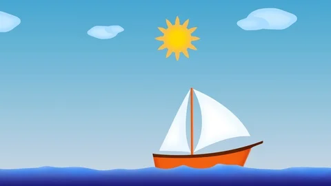 Looping animation. Ship sailing in the ocean. Video stock 130041905