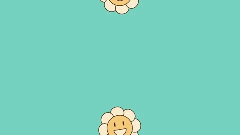 Looping animation of smiling daisy flower falling. Vintage retro psychedeli.. Stock Footage 310094816