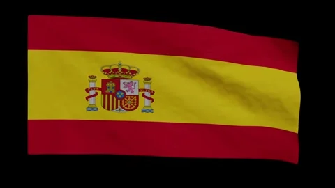 Looping Animation of the Spanish Flag Waving (w/ Matte) Stock Footage 301323625