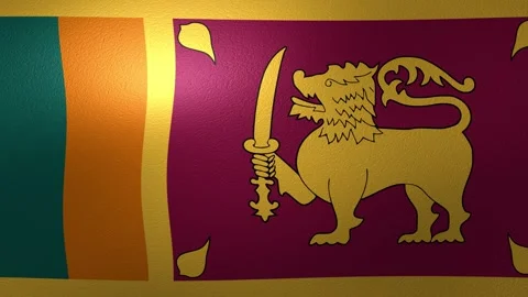 Looping animation of the Sri Lankan flag waving in the wind with a detailed Stock Footage 346325981