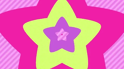 A looping animation of a star with a cute pattern (yellow green, purple, pink) Stock Footage 309862233
