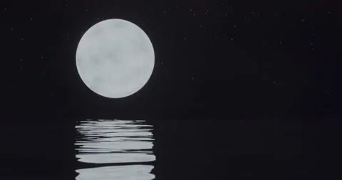 Looping animation of a starry sky and a full moon reflected on water. Vídeo Stock 115793537
