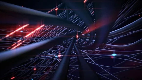 Looping Animation of a Tangled CG Tunnel Stock Footage 73059463