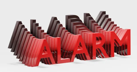 Looping animation of the text "ALARM". 3d 4k. Waving Copies. Stock Footage 256042112