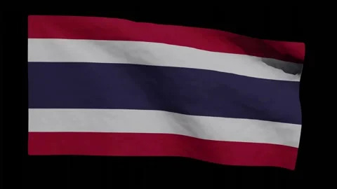 Looping Animation of Thai Flag Waving (w/ Matte) Stock Footage 250470095