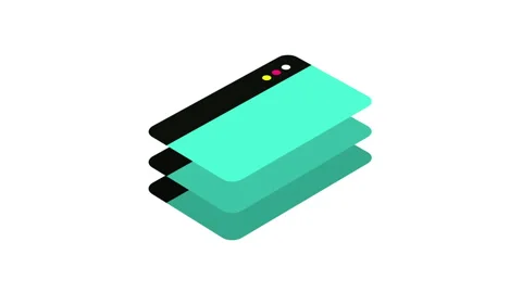 Looping animation of three stacked browser windows in grayscale tilting gently Stock Footage 313304773