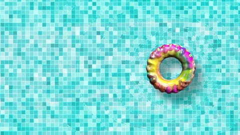 Looping Animation of Turquoise Pool with Lifesaver Ring Stock Footage 265081633