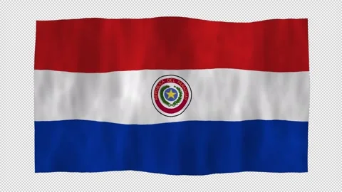 Looping animation of a waving 3D Paraguay flag with alpha channel Stock Footage 290963392
