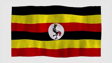 Looping animation of a waving 3D Uganda flag with alpha channel Stock Footage 293086812