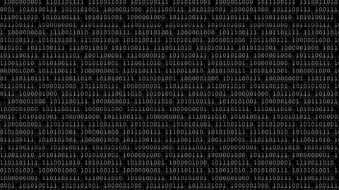 Looping animation white on black binary data with glitches &amp; sound effects 스톡 동영상 237173619