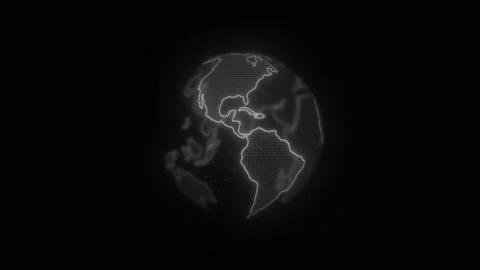 Looping animation of white glowing earth on black background Stock Footage 329319364