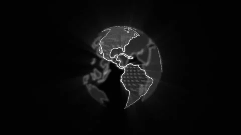 Looping animation of white glowing earth on black background 動画素材 329319368