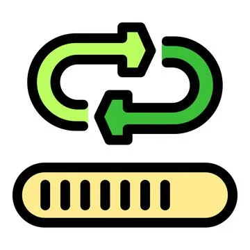 Looping arrows above a loading bar icon Stock Illustration