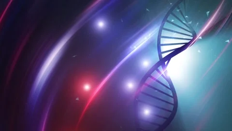 Looping artistic coloured dna chain rotation animation Stock Footage 333713793