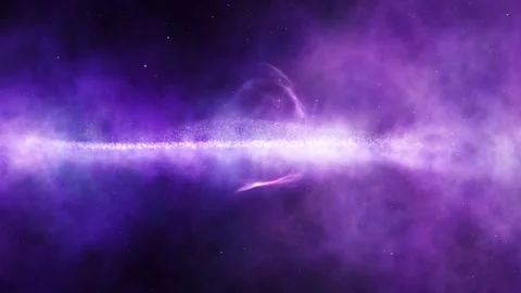 Looping artistic space nebula light with wavy dots animation Video stock 334814844